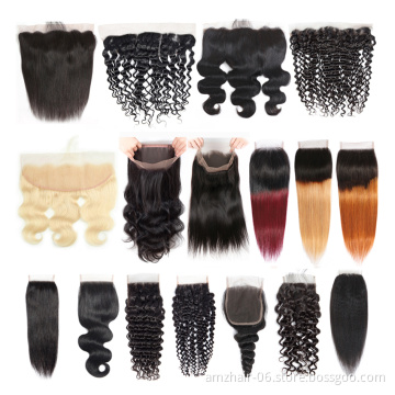 Brazilian virgin Human Hair Transparent 4x4 Lace Closure Frontal Cheap HD 13x4 13x6 360 Lace Frontal Closure Pre Plucked